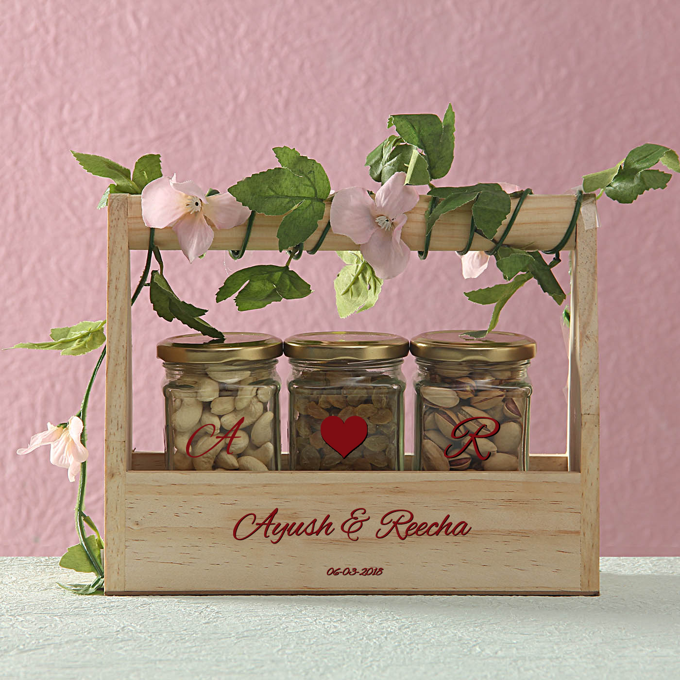 Personalized Wooden Tray and Dry Fruit Jars