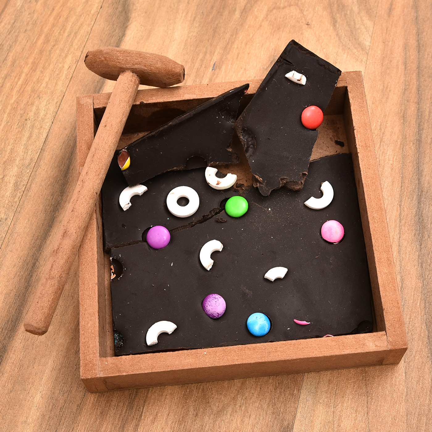Gems and Mint Flavored Dark Chocolate Hammer Box