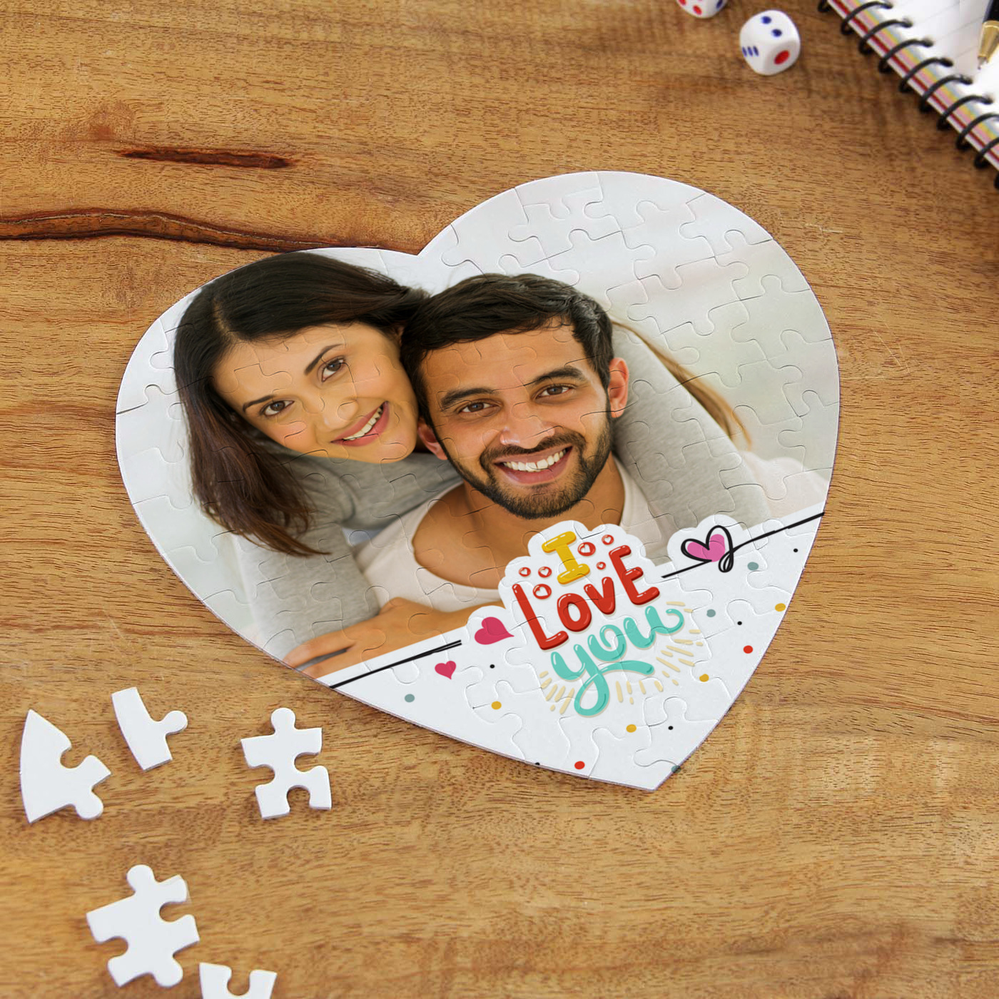 I Love You Personalized Paper Heart Shaped Puzzle